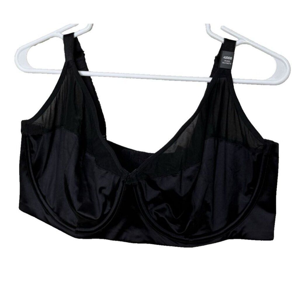 New Torrid Bra 42DDD Black Balconette Unlined Straight Back underwire
